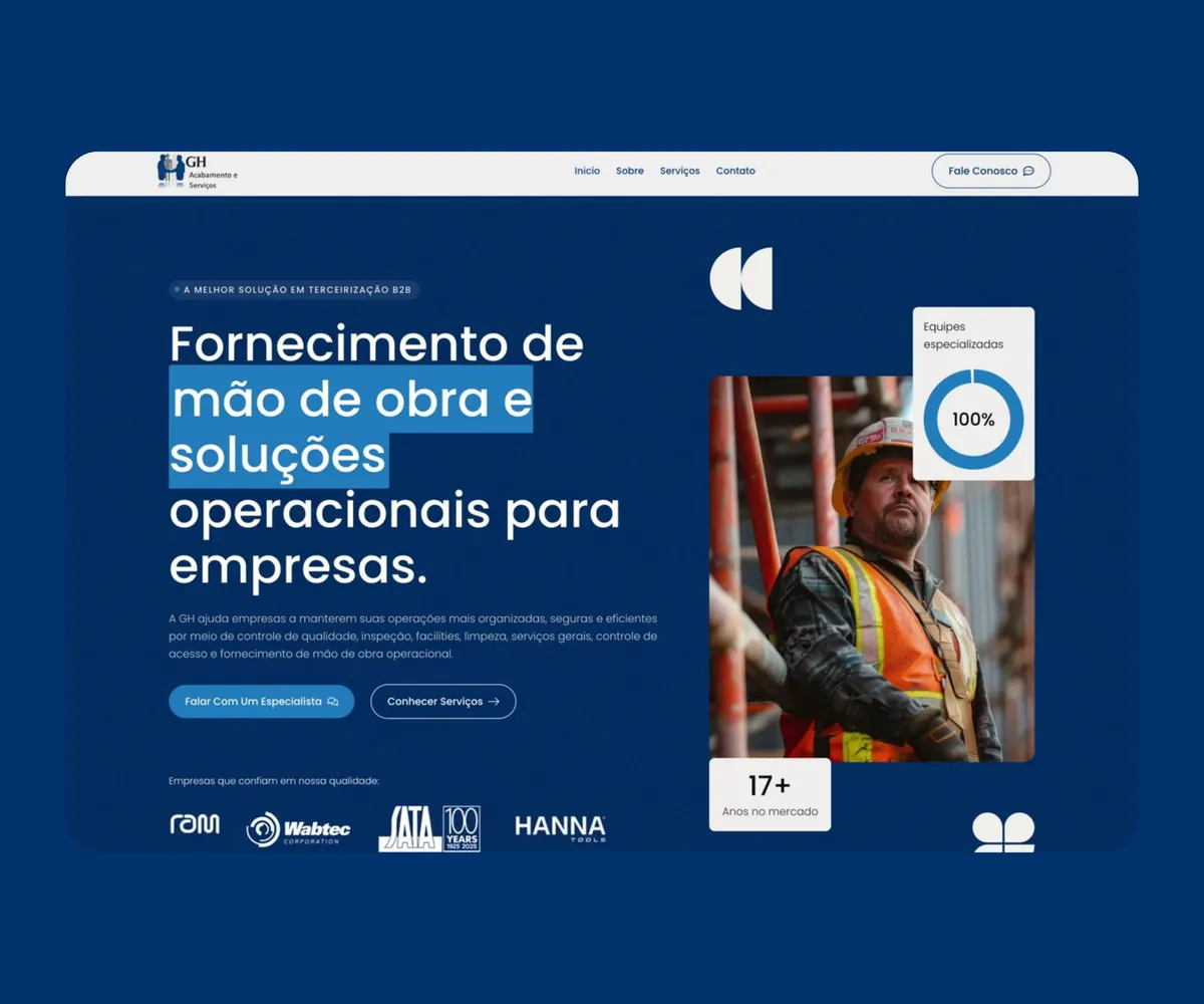 Site criado para GH Acabamento e Serviços