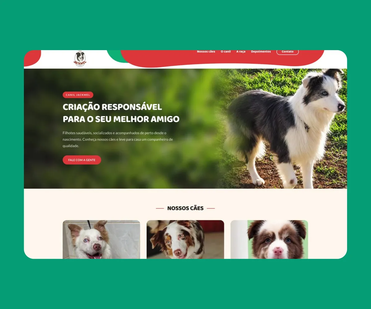 Site criado para Canil Jackmel